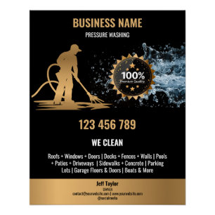 Gouden professionele drukwas- en powerwasbeurt perfect poster