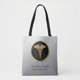 Gouden professionele medische Caduceus - boodschap Tote Bag