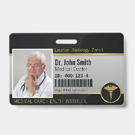 Gouden professionele medische caduceus foto ID Badge