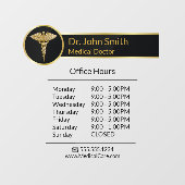 Gouden professionele medische caduceus openingsure raamsticker (Vel)