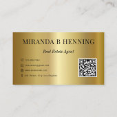Gouden professionele vastgoedmakelaar foto QR-code Visitekaartje (Achterkant)