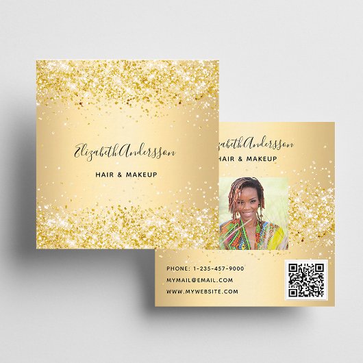 Gouden profielfoto qr code vierkante visitekaartje