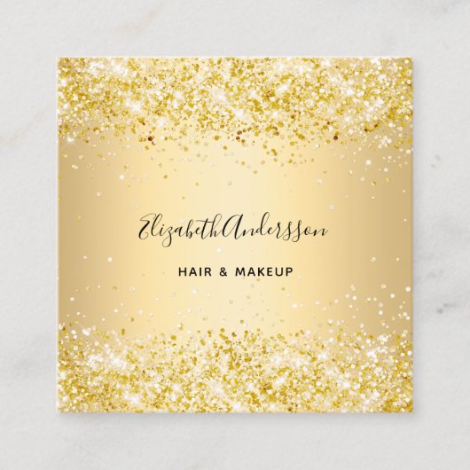 Gouden profielfoto qr code vierkante visitekaartje (Voorkant)