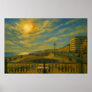 Gouden Promenade - Brighton Seafront Sunset Poster