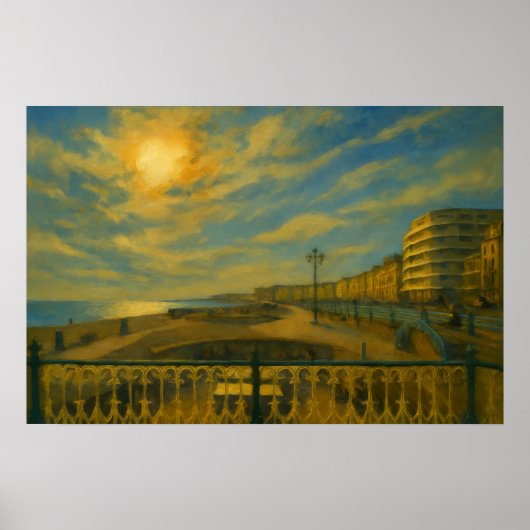 Gouden Promenade - Brighton Seafront Sunset Poster (Voorkant)