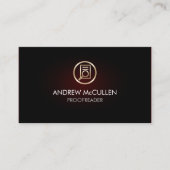 Gouden Proofreader papier vergrootglas icoon gloed Visitekaartje (Voorkant)