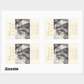 Gouden Proost op Liefde Bruiloft Foto Wijnfles Rechthoekige Sticker (Vel)