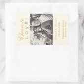 Gouden Proost op Liefde Bruiloft Foto Wijnfles Rechthoekige Sticker (Tas)