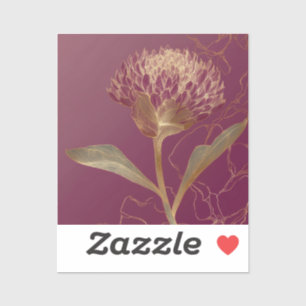 Gouden Protea Bloem Bourgondië Botanische Lijnteke Sticker