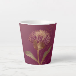 Gouden Protea Bloem Burgundy Botanische Lijntekeni Latte Mok