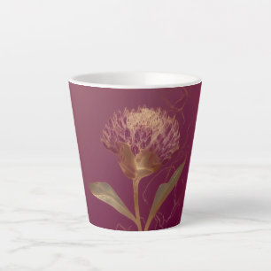 Gouden Protea Bloem Burgundy Botanische Lijntekeni Latte Mok