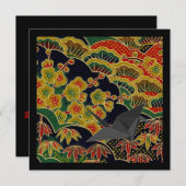 Gouden Pruim Bloem Patroon Japanse Kimono Textiel Kaart (Voorkant / Achterkant)