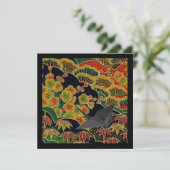 Gouden Pruim Bloem Patroon Japanse Kimono Textiel Kaart (Staand voorkant)