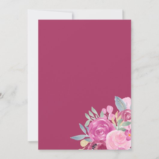 Gouden pruim floral waterverf vrijgezellenfeest pe kaart (Achterkant)