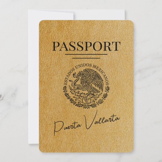 Gouden Puerta Vallarta Passport bruiloft Kaart (Achterkant)
