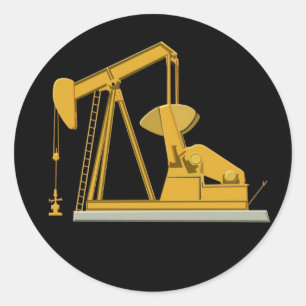 Gouden Pumpjack Ronde Sticker