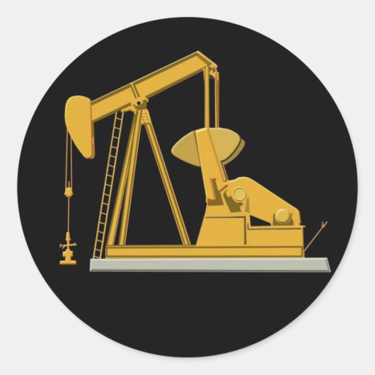 Gouden Pumpjack Ronde Sticker (Voorkant)