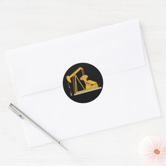 Gouden Pumpjack Ronde Sticker (Envelop)