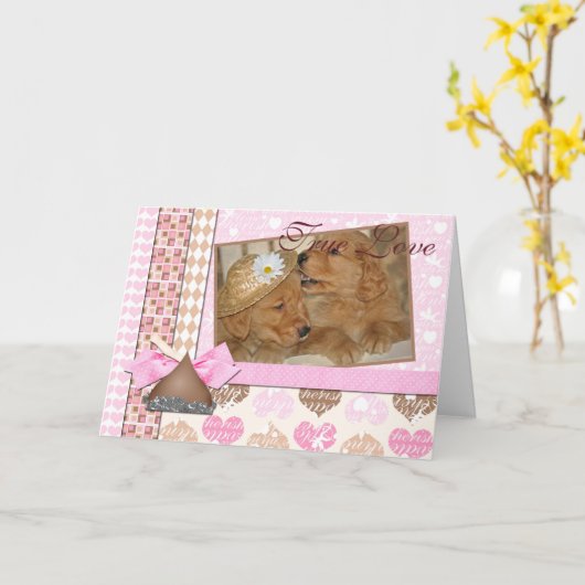 gouden puppies in lijst kaart (Gele Bloem)