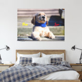 Gouden Puppy met Bandana - Canvas (Insitu (Slaapkamer))