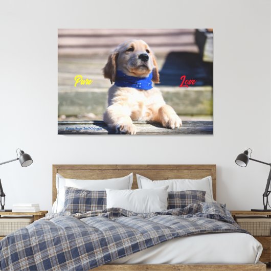 Gouden Puppy met Bandana - Canvas (Insitu (Slaapkamer))