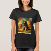 Gouden Puppy met bloemen T-shirt (Voorkant)