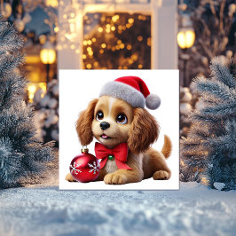 Gouden Puppy met Ornament Feestdagenkaart