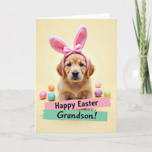 Gouden Puppy Pastel Eieren Pasen Kaart