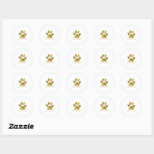 Gouden Puppy Paw Faux Folie Look Ronde Sticker (Vel)