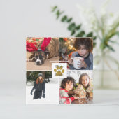 Gouden Puppy Paw Kerstvakantie 4 Foto Aangepast Feestdagenkaart (Staand voorkant)