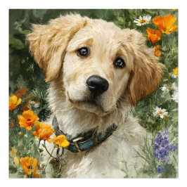 Gouden Puppy Portret Foto Afdruk