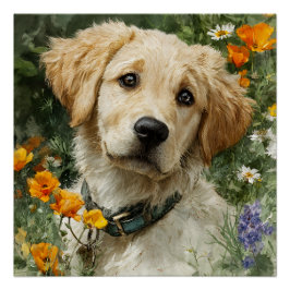 Gouden Puppy Portret Perfect Poster