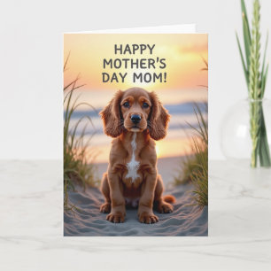 Gouden Puppy Strand Scene Kaart