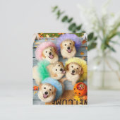 Gouden Pups Trick or Treating Uitnodiging Briefkaart (Staand voorkant)