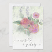 *~* Gouden QR AR12 Damask RSVP Rose Bouquet bruilo Kaart (Voorkant)