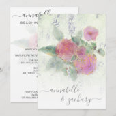 *~* Gouden QR AR12 Damask RSVP Rose Bouquet bruilo Kaart (Voorkant / Achterkant)