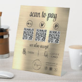 Gouden QR-code Betaling Scan om zakelijke Logo te  Reclamebord Met Voetstuk (Insitu)