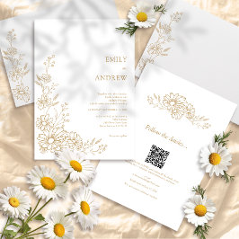 Gouden QR Code Botanische Tuin All In One Trouwen Kaart