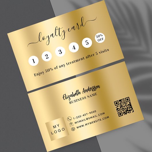 Gouden qr code business logo 5 bezoek klantenkaart klantenkaartje