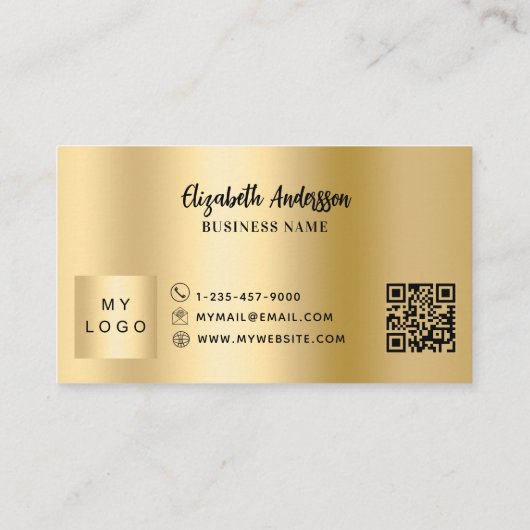 Gouden qr code business logo 5 bezoek klantenkaart klantenkaartje (Achterkant)