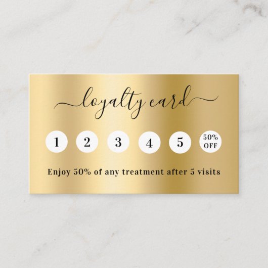 Gouden qr code business logo 5 bezoek klantenkaart klantenkaartje (Voorkant)