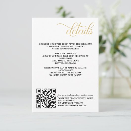 gouden QR-code en gegevens Informatiekaartje (Staand voorkant)