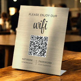 Gouden QR-code Geniet van onze WiFi Reclamebord Met Voetstuk