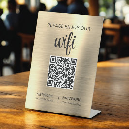 Gouden QR-code Geniet van onze WiFi Reclamebord Met Voetstuk