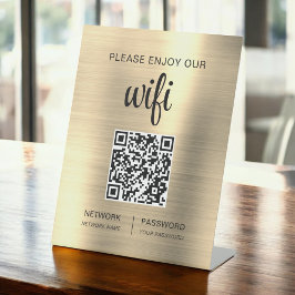 Gouden QR-code Geniet van onze WiFi Reclamebord Met Voetstuk