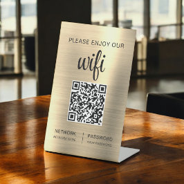 Gouden QR-code Geniet van onze WiFi Reclamebord Met Voetstuk