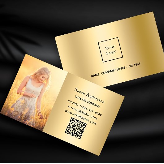 Gouden qr code logo werknemer foto visitekaartje