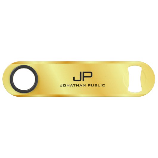 Gouden QR-code Zakelijk Logo Monogram Aangepast Speed Flessenopener (Voorkant (Horizontaal))