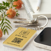Gouden QR-code Zakelijk Logo Promo Sleutelhangers (Voorkant Rechts)