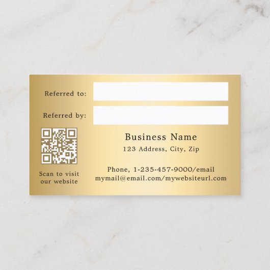Gouden qr code zakelijke verwijzingskaart kortingskaartje (Achterkant)